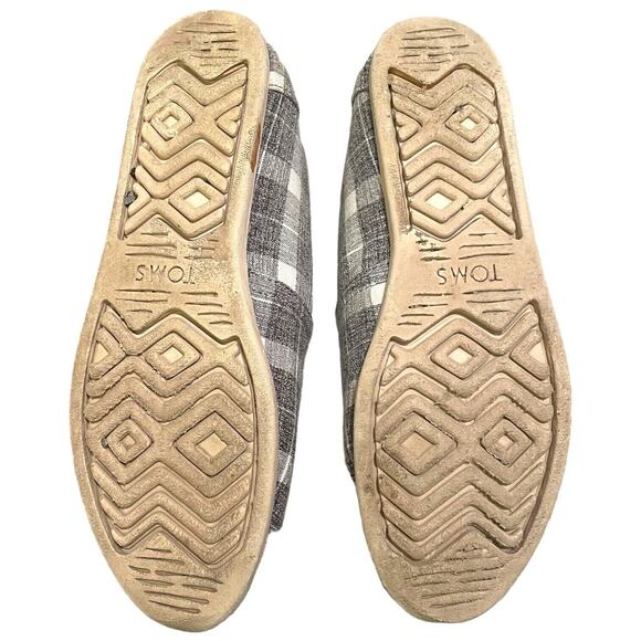 TOMS Gray White Check Sunflower Accent Alpargata Flat Slip On Shoe Size 8W - Picture 8 of 9